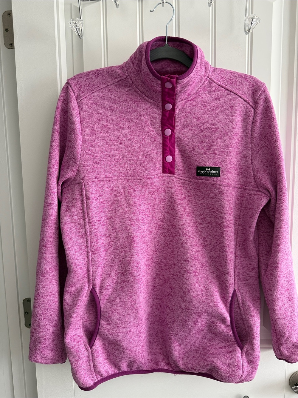 Simply Southern Heathered Pink Snap Pullover